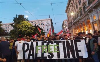  مسيرة حاشدة في روما لدعم فلسطين
