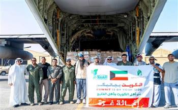 إقلاع الطائرة الإغاثية الرابعة من الجسر الجوي الكويتي متوجهة لمطار العريش