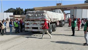 دخول 55 شاحنة مساعدات من مصر لغزة.. وتجهيز 100 غدًا