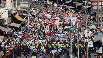مسيرة تضامنية فى وسط الأردن ضد العدوان الإسرائيلي على غزة