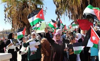 تنظيم فعاليات تضامنية فى مدينة إربد الأردنية مع غزة