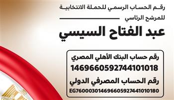رقم الحساب الرسمي للحملة الانتخابية للمرشح الرئاسي عبدالفتاح السيسي