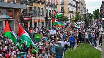 مظاهرة واعتصامات في إسبانيا تضامناً مع الشعب الفلسطيني