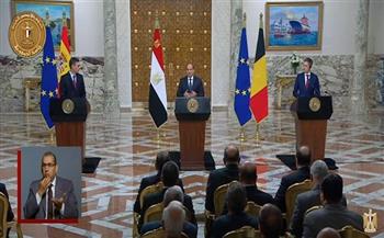 السيسي يعقد مؤتمرًا صحفيًا مع رئيسي وزراء بلجيكا وإسبانيا (فيديو)