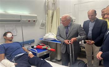 محافظ بورسعيد يزور مصابي غزة الذين يتلقون العلاج بمستشفى الرمد ببورسعيد   