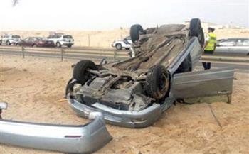 إصابة 3 أشخاص في انقلاب سيارة أعلى صحراوي أطفيح