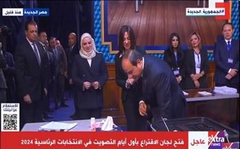 المرشح الرئاسي عبدالفتاح السيسي يدلي بصوته في الانتخابات الرئاسية (فيديو وصور)