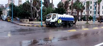 أمطار متوسطة على الإسكندرية وتكثيف أعمال إزالة أي تجمعات للمياه بمحيط اللجان الانتخابية 