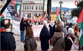 مظاهرات في أثينا للتنديد بجرائم العدوان الإسرائيلي على قطاع غزة
