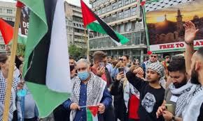 الآلاف من أبناء الجاليات العربية والإسلامية في النمسا يتظاهرون للتضامن مع غزة