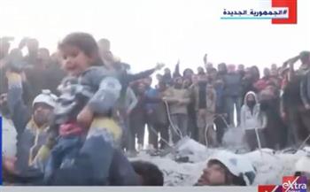 لقطات حية لانتشال الأطفال من تحت أنقاض الزلزال في سوريا «فيديو»