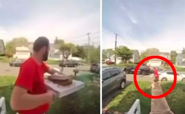 بالضربة القاضية.. عامل توصيل بيتزا يتحول إلى نجم (فيديو)