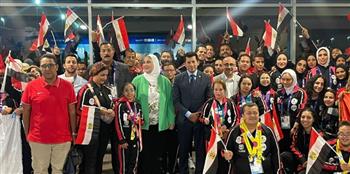 وزيرا الرياضة والتضامن يستقبلان أبطال بعثة الأولمبياد الخاص بمطار القاهرة عقب عودتهم من برلين