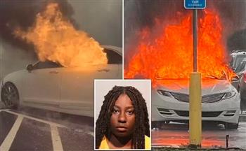 ذهبت للتسوق مع رجل فاشتعلت النيران بطفليها داخل السيارة (فيديو)