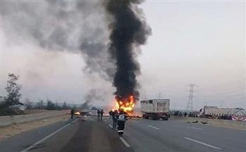 تفحم جثة سائق إثر اشتعال النيران بسيارة نقل بالطريق الإقليمي