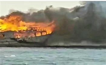 حريق مركب في النيل بمنطة الحوامدية