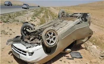 مصرع وإصابة 7 أشخاص في حادث انقلاب سيارة بطريق الفيوم الصحراوي