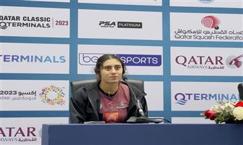 نور الشربيني: سعيدة بالفوز على بطلة جنوب أفريقيا ببطولة قطر كلاسيك للإسكواش 
