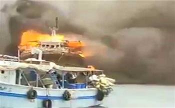 بالأسماء.. إصابة 7 صيادين بحروق إثر اندلاع حريق بمركب صيد في بور سعيد