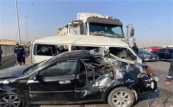 مصرع وإصابة 11 شخصًا في حادث انقلاب سيارة على طريق أبو النمرس