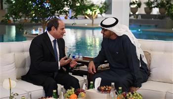 الرئيس السيسى ومحمد بن زايد يتوافقان على مواصلة الجهد المشترك للدفع نحو تسوية أزمات المنطقة