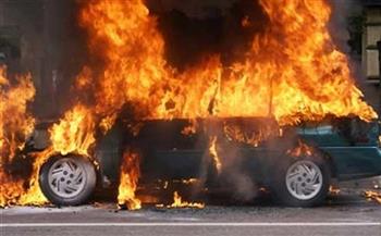 بسبب الحرارة المرتفعة.. اشتعال النيران في سيارة أمام مستشفى الدمرداش