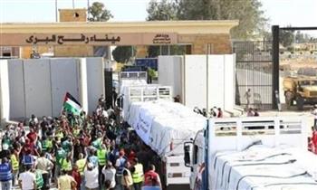 إدخال 56 شاحنة عبر ميناء رفح البري تمهيدا لإدخالها إلى غزة