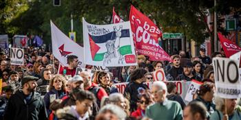 تظاهرة حاشدة في مدريد دعمًا لفلسطين