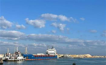 استعدادًا لدخولها غزة.. سفينة مساعدات تركية تصل ميناء العريش البحري