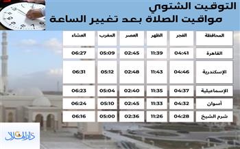 التوقيت الشتوي 2024 .. مواقيت الصلاة في المدن والمحافظات بعد تغيير الساعة (إنفو جراف)