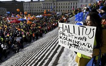 احتجاجات حاشدة في فنلندا 