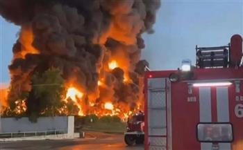 إخماد حريق في مصفاة نفط جنوب روسيا بعد هجوم بطائرة مسيّرة