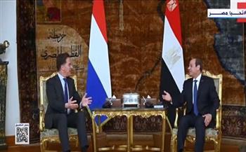 الرئيس السيسي يستقبل رئيس وزراء هولندا بقصر الاتحادية 