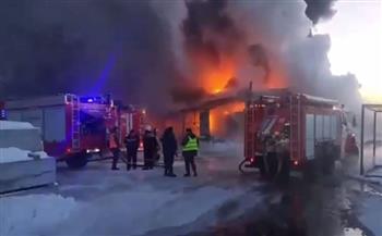حريق ضخم يلتهم مبنى شاهقا قيد الإنشاء فى شمال غربي روسيا