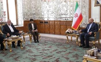 رئيس مجلس الشورى الإيراني يستقبل هنية في طهران