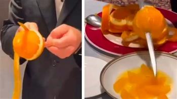 مطعم سعودي يقدّم برتقالة مقشرة بسعر 52 ريالًا (فيديو)