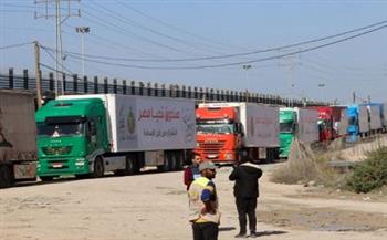 إدخال 64 شاحنة مساعدات وغاز إلى غزة عبر معبر رفح اليوم