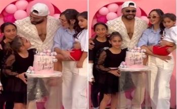 تامر حسنى وبسمة بوسيل يحتفلان بعيد ميلاد ابنتهما أمايا