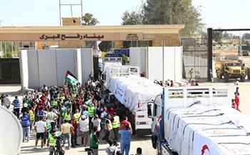 دخول 203 شاحنات مساعدات إلى قطاع غزة من معبر رفح