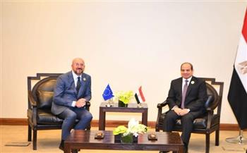 مستجدات أوضاع غزة على طاولة لقاء الرئيس السيسي ورئيس المجلس الأوروبي 