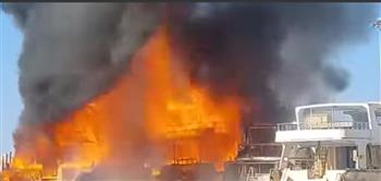 حريق هائل بورشة لصيانة اللانشات السياحية بالغردقة