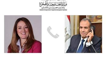 وزير الخارجية والهجرة يجرى اتصالاً هاتفياً مع رئيسة البرلمان الأوروبي