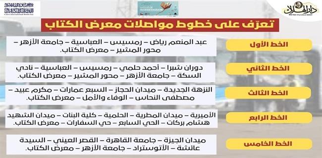 بالإنفوجراف.. تعرّف على خطوط المواصلات لمعرض القاهرة الدولي للكتاب