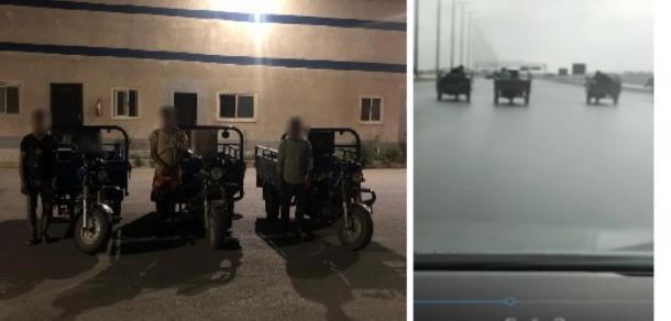 ضبط قائدى "تروسيكل" للأداء بحركات إستعراضية بطريق القاهرة / الإسماعيلية الصحراوى