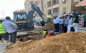 محافظة الجيزة: جاري إصلاح كسر بخط مياه قُطر 800 مم بمنطقة الضغط – حدائق الأهرام