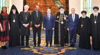 الرئيس خلال استقباله «وفد الكنائس العالمى»:  مصر أرض السلام والتسامح