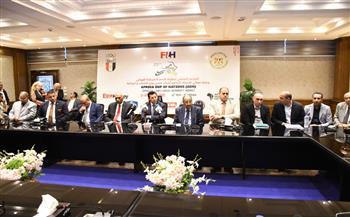 وزير الرياضة يشهد المؤتمر الصحفي لبطولة الأمم الأفريقية للهوكي