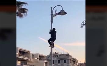 فيديو.. شاب يخاطر بحياته لإنقاذ طائر في ورطة