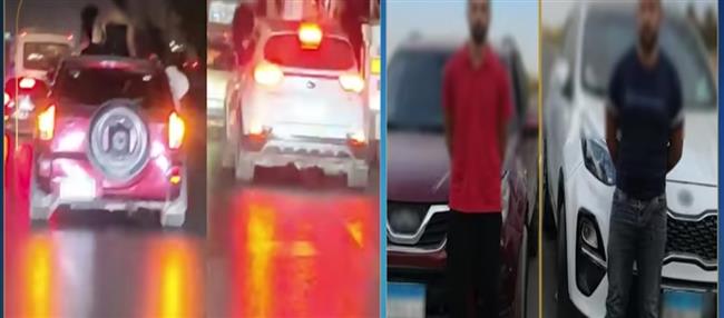 ضبط قائدي سيارتين للسماح لـ 4 أطفال بالجلوس أعلى نوافذ السيارة في القليوبية