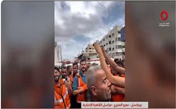  بالصور.. طواقم الدفاع المدني والإسعاف في غزة تحتفل باتفاق وقف إطلاق النار   
